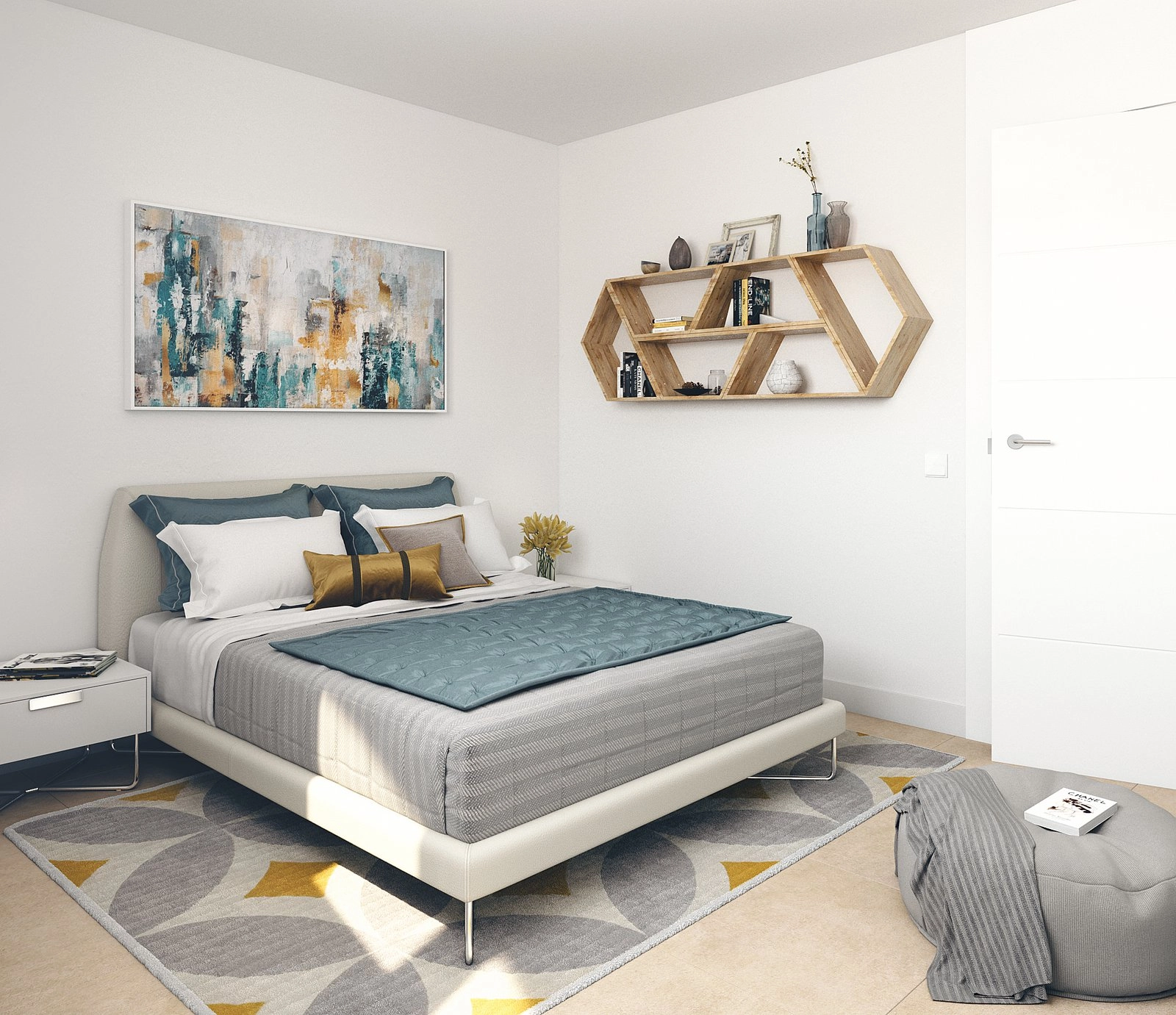 Ett bekvämt och stilfullt andra sovrum, perfekt för familj eller gäster.