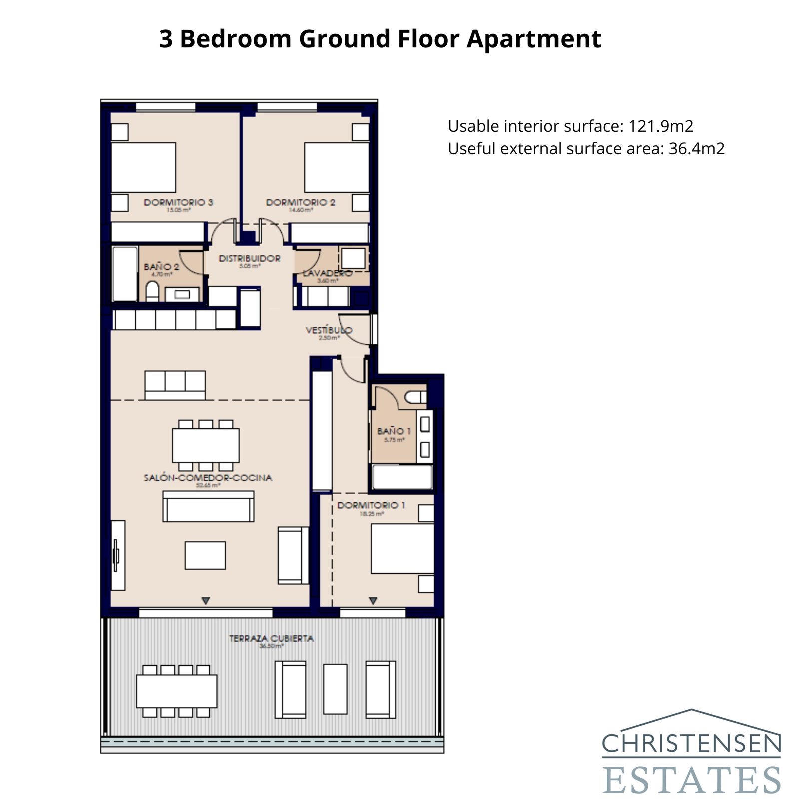 Den rymliga planlösningen för en lägenhet med tre sovrum på bottenvåningen har en generös täckt terrass, idealisk för familjer och för att njuta av Costa del Sols behagliga klimat.