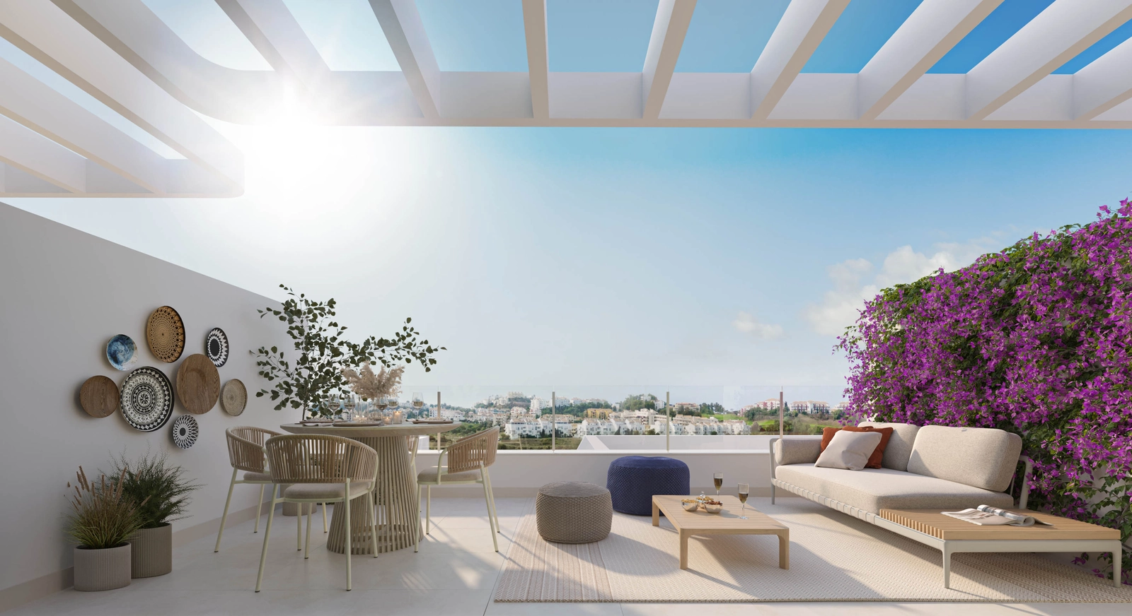 Det stora taksolariet erbjuder en privat plats för solbad och för att njuta av panoramautsikten.