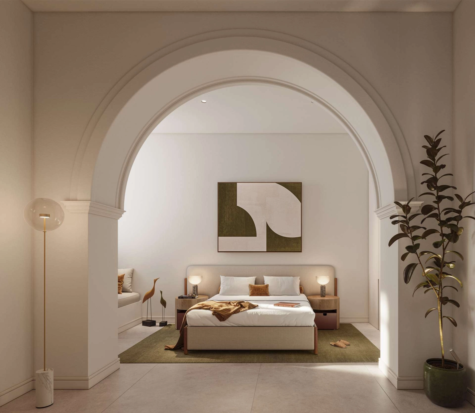 Eleganta designdetaljer, som denna vackra valvöppning, skapar en unik och sofistikerad atmosfär i hemmet.