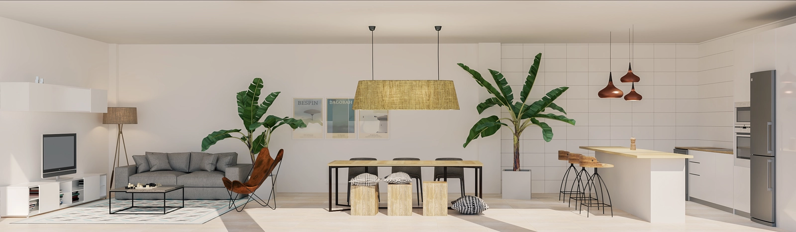 Ett vackert designat interiört utrymme för boende att koppla av och umgås.