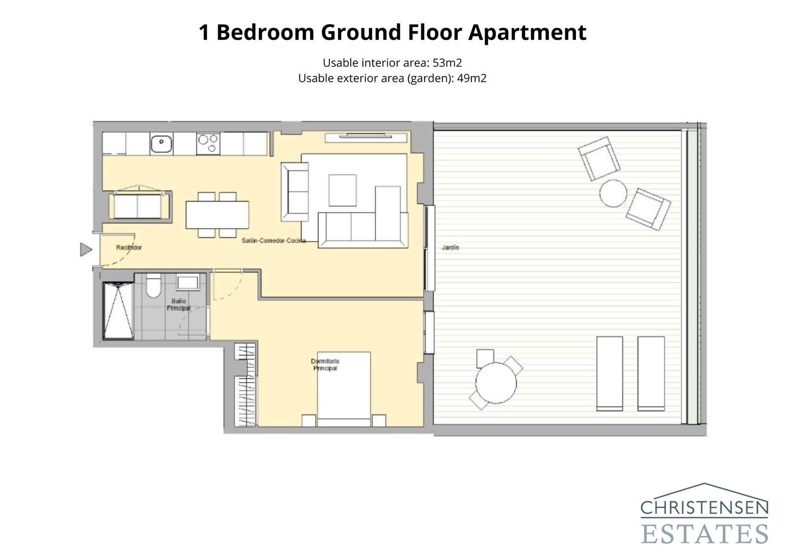 Enrumsbostad på bottenvåningen – En väldesignad planlösning med rymliga interiörer anslutna till en generös privat trädgård.