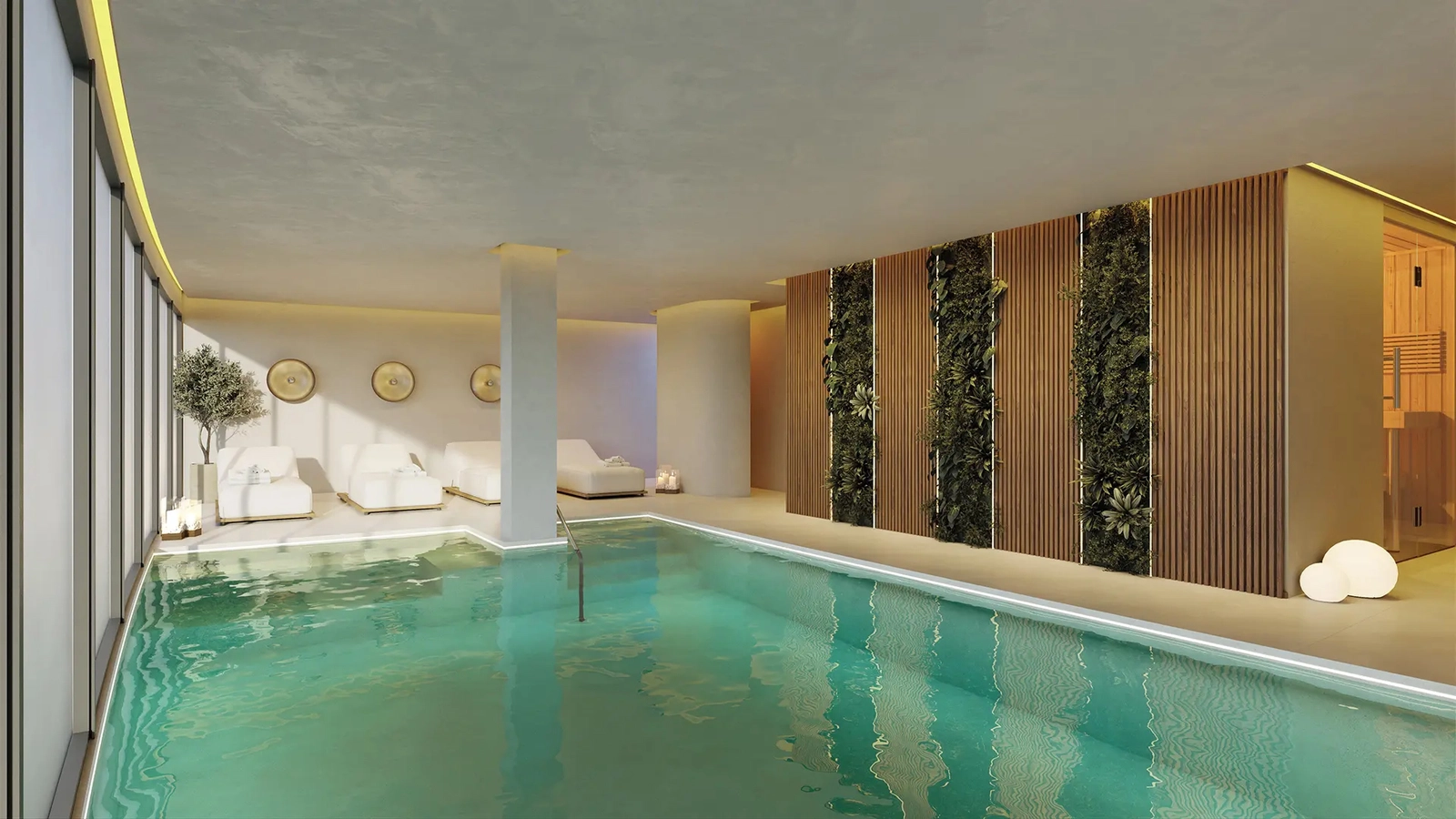 Wellnesscenter med inomhuspool och spa för avkoppling året runt.
