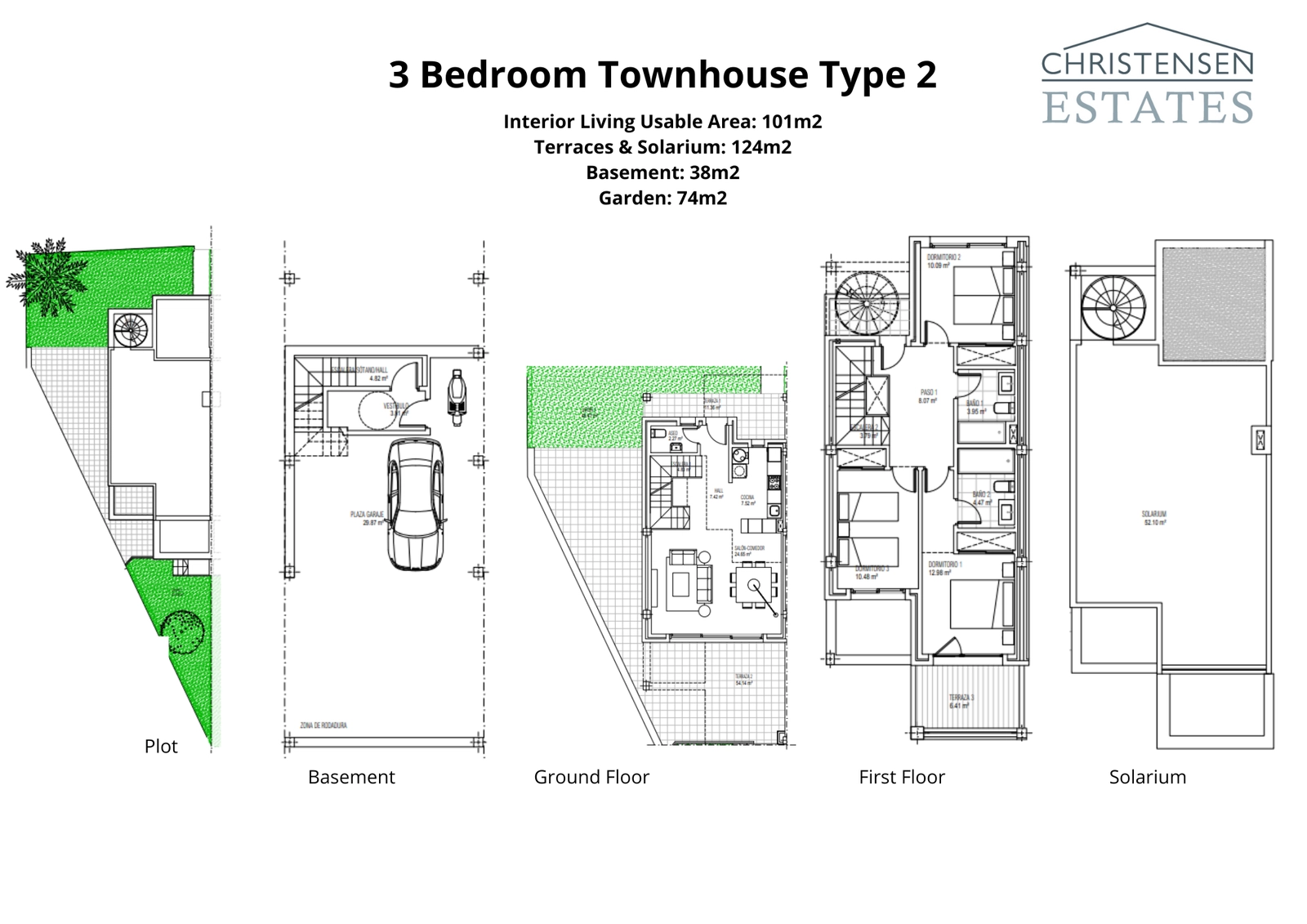Denna planlösning med tre sovrum av Typ 2 erbjuder en intelligent fördelning av utrymme, med stora terrasser och solarium för att maximera njutningen av Costa del Sols klimat.