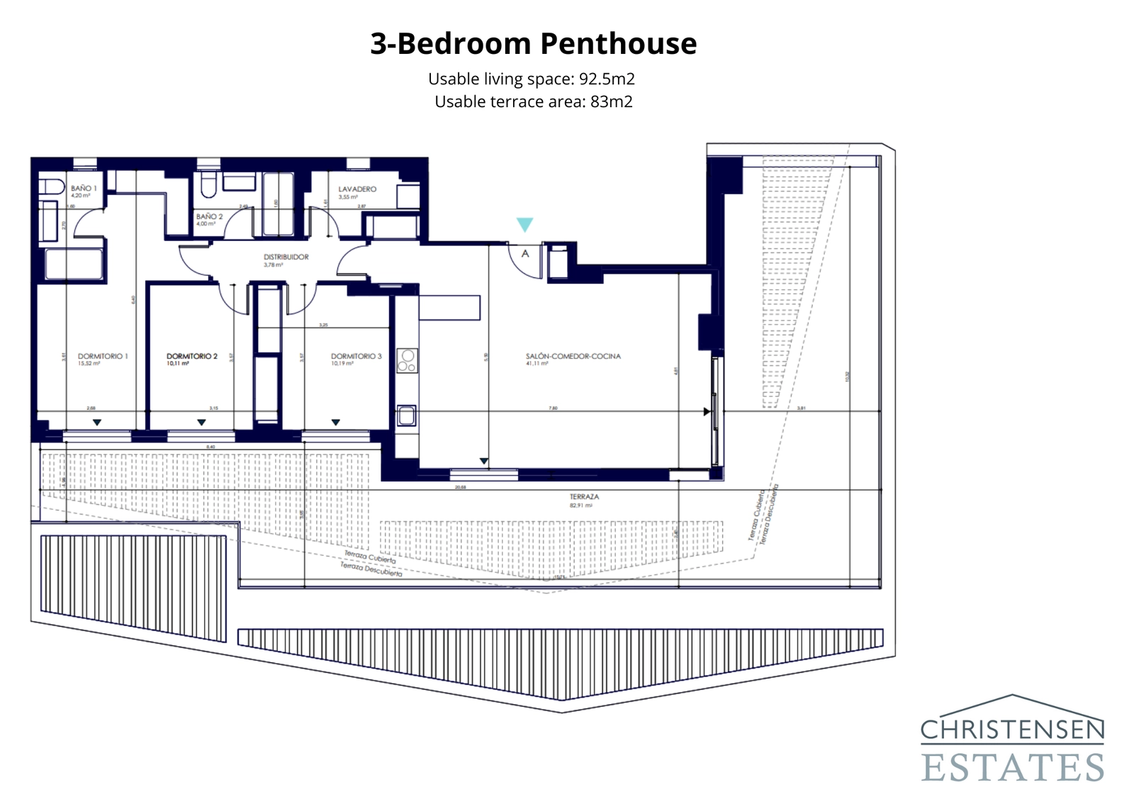 Takvåningen med tre sovrum erbjuder en superb planlösning med rymliga interiörer och en stor terrass, perfekt för en lyxig livsstil på Costa del Sol.