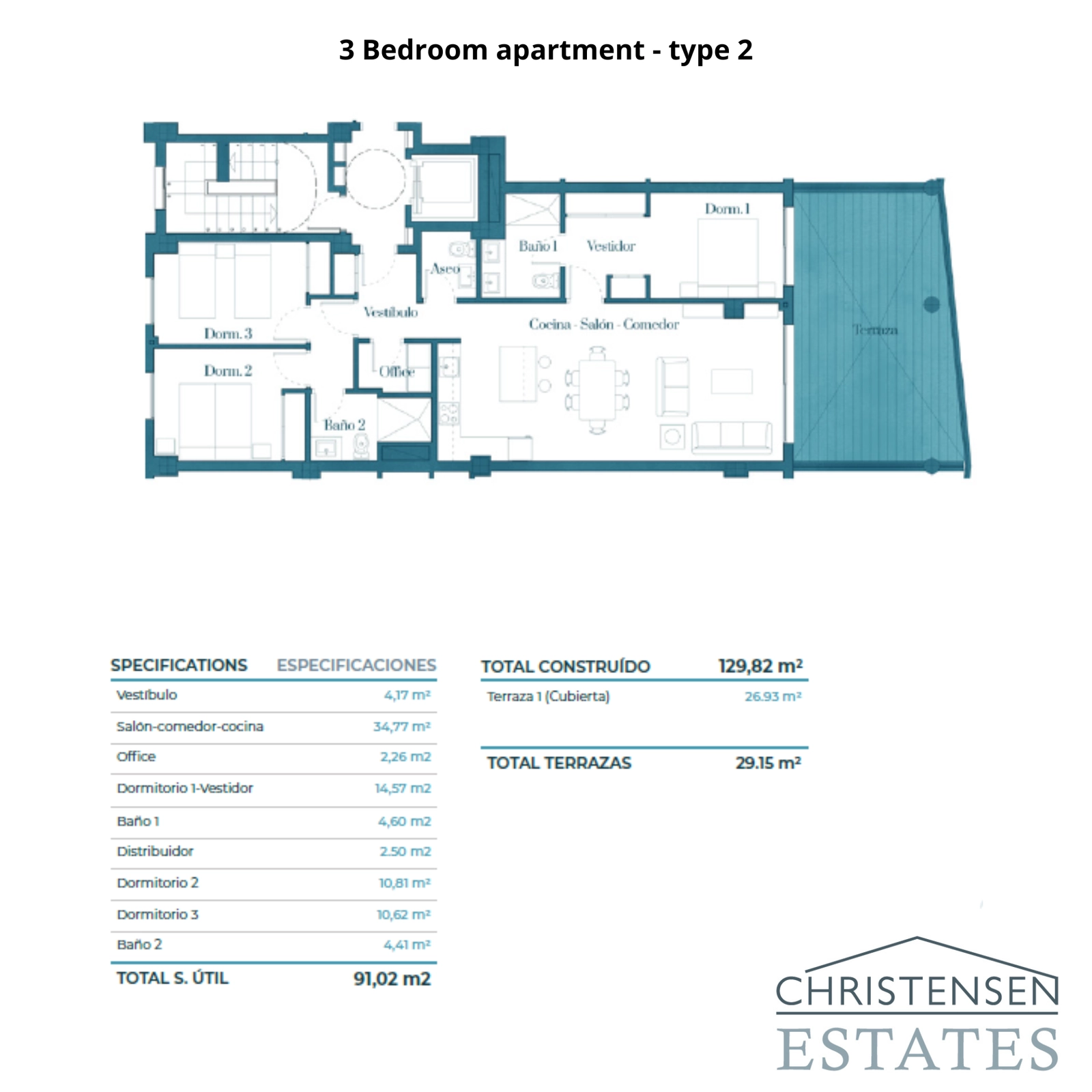 En välplanerad 3-rumslägenhet som erbjuder bekväma vardagsrum och utmärkt flöde till utomhusutrymmena.