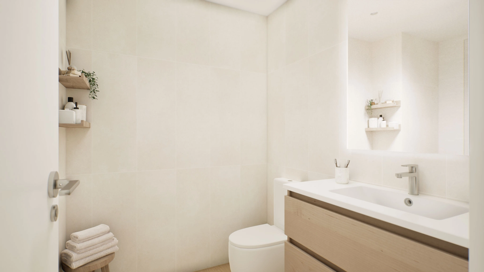 Ett modernt badrum med högkvalitativa material och elegant design.