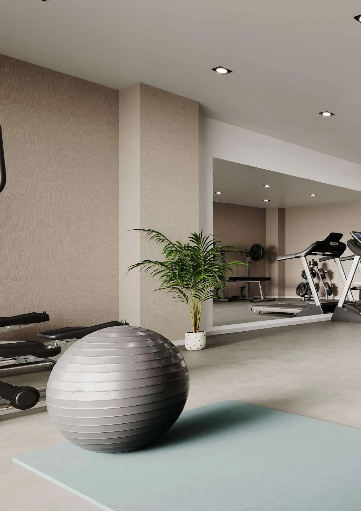 Håll dig aktiv i det fullt utrustade, moderna gymmet, utformat för exklusiv användning av de boende.