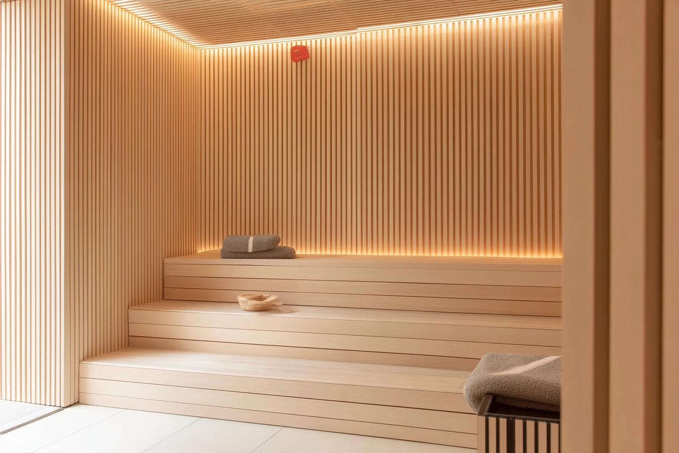 Koppla av och föryngra dig i den privata bastun, en del av de omfattande wellnessfaciliteterna.