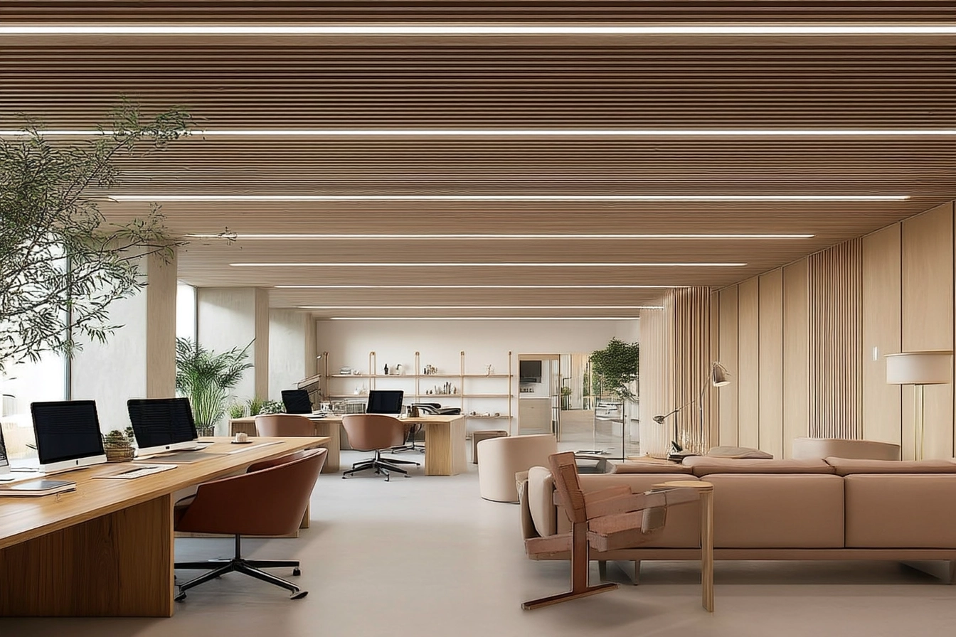 En dedikerad coworking-yta erbjuder en professionell och bekväm miljö för distansarbete.