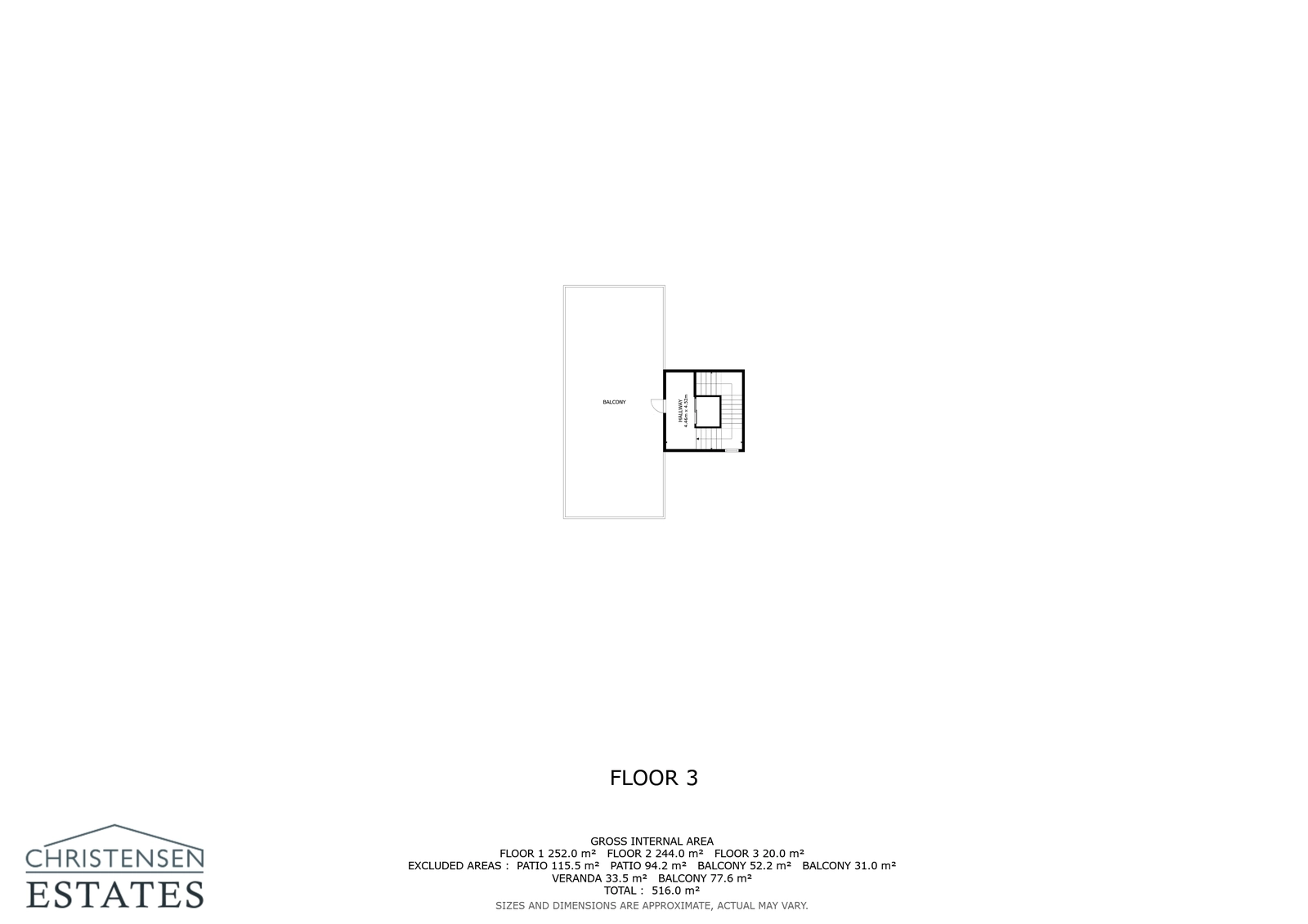 Planlösningen för takvåningen, med tillgång till den stora terrassen och jacuzziområdet med dess otroliga panoramautsikt.