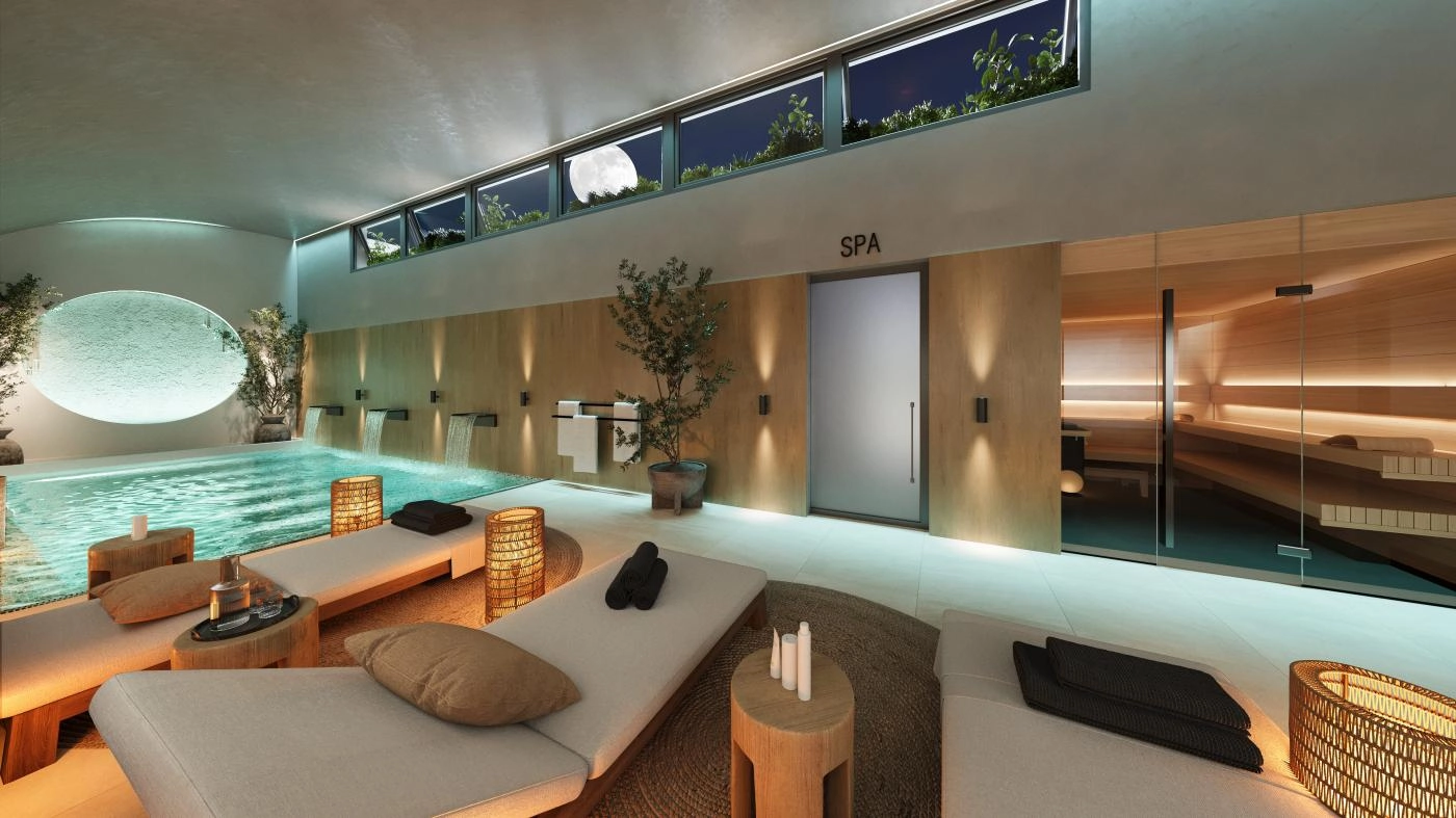 Det lyxiga inomhusspaet, komplett med uppvärmd pool och bastu, som erbjuder avkoppling och välbefinnande året runt.