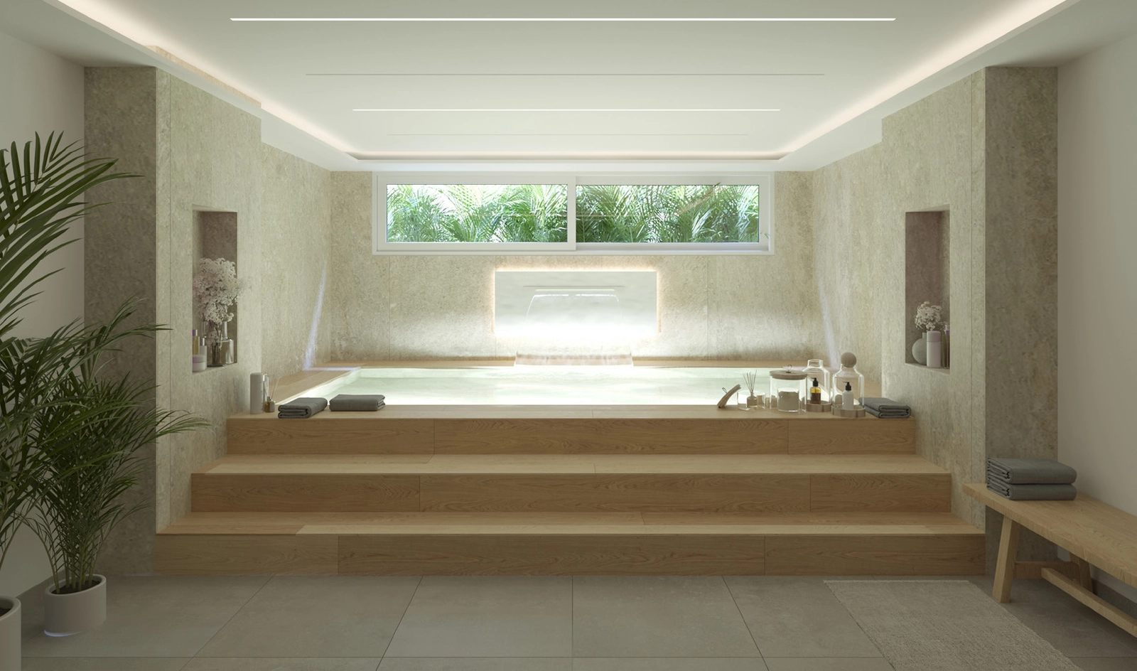 Invånarnas privata spa, en perfekt plats att varva ner och föryngra sig.