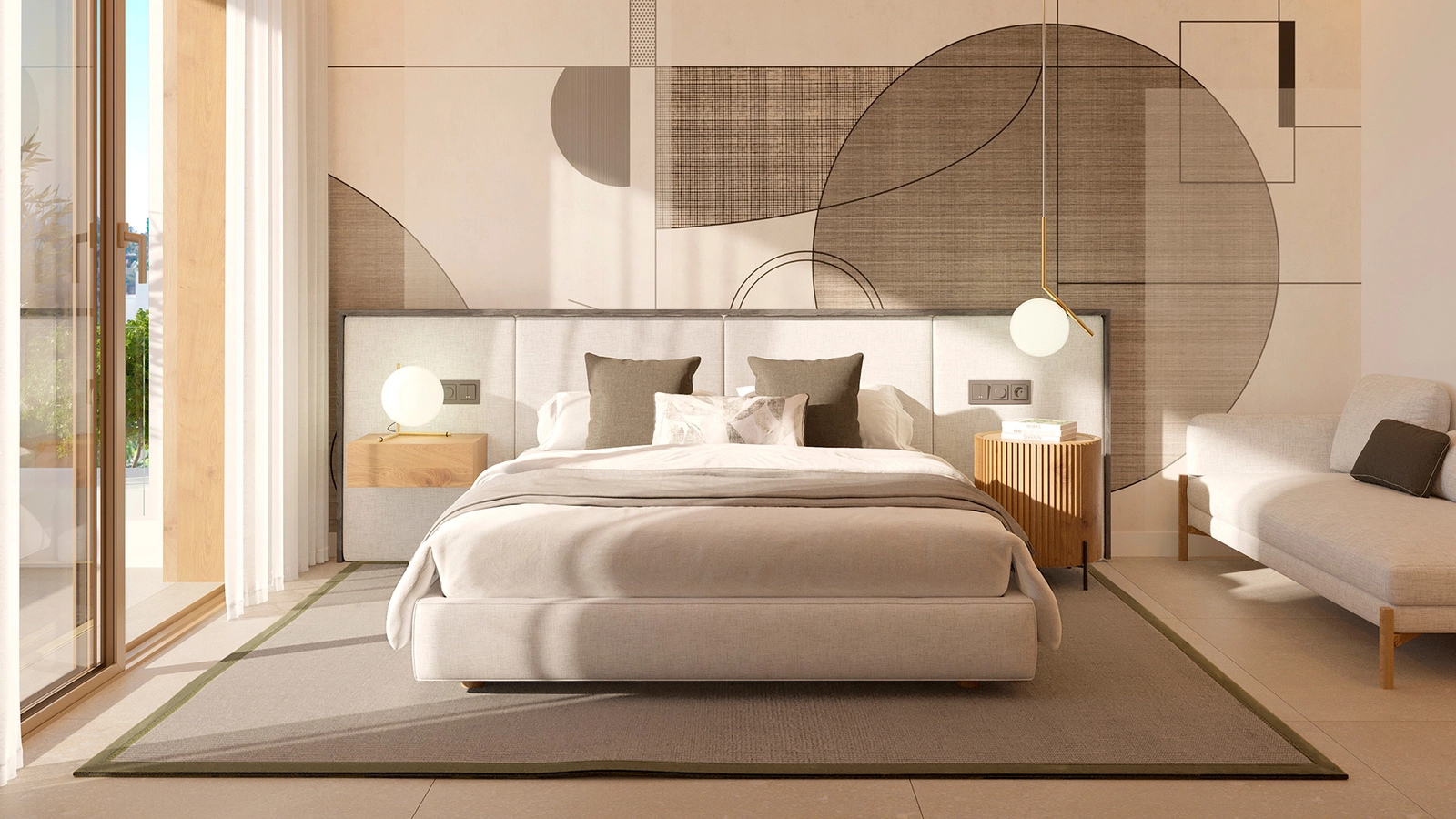 Master sovrummet är en fristad av lugn och stil, med rikligt naturligt ljus.