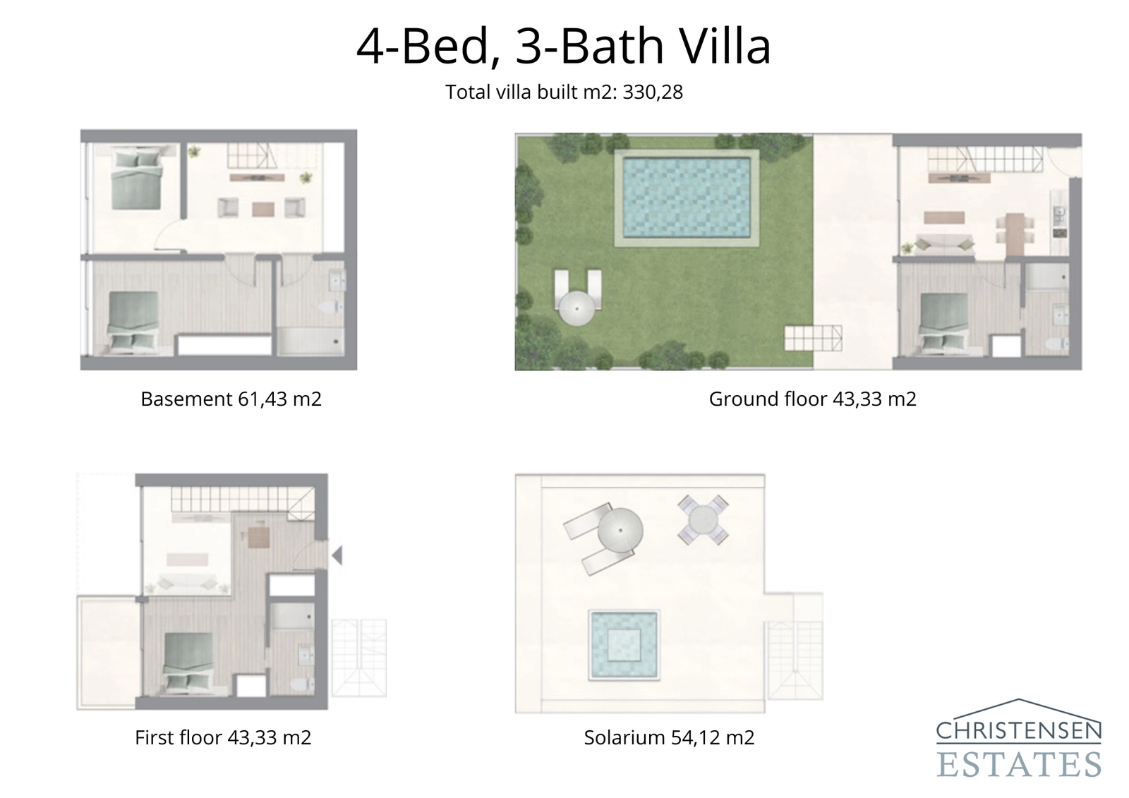 Denna villa med fyra sovrum sträcker sig över fyra våningar och erbjuder generösa boytor samt ett sömlöst flöde till den privata trädgården och solariet.