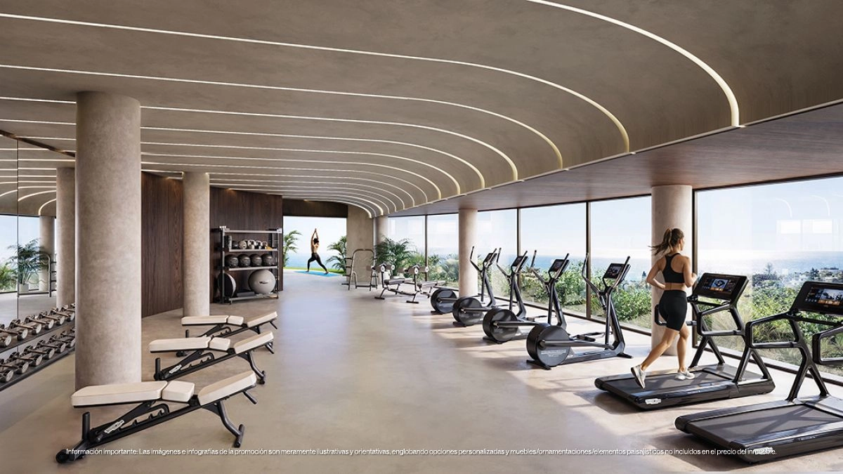 Det toppmoderna gymmet är fullt utrustat och har stora fönster med inspirerande utsikt för att förbättra din träning.