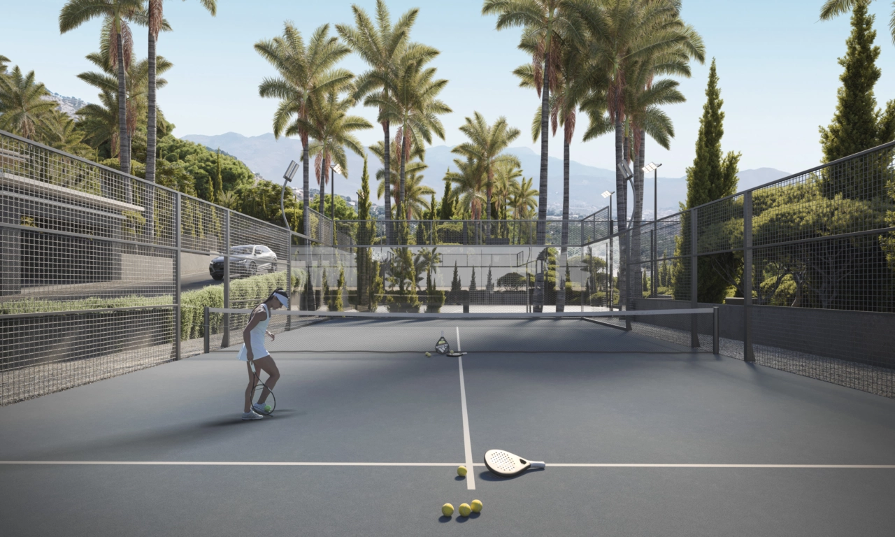 Njut av ett padeltennisspel på gemenskapens privata, välskötta bana.