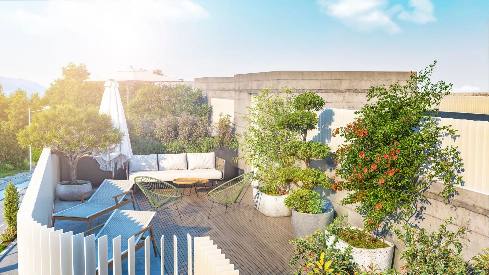 Ett privat taksolarium, en exklusiv funktion i takvåningarna för det ultimata utomhuslivet.
