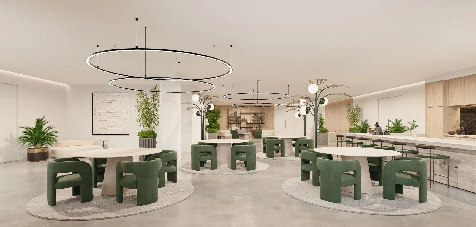 Den stilfulla loungen för boende, en bekväm plats för umgänge eller avkoppling.