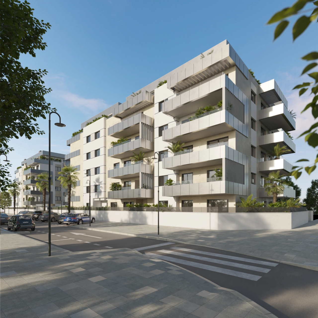 Byggnadens moderna arkitektur kombinerar elegans och modern design.