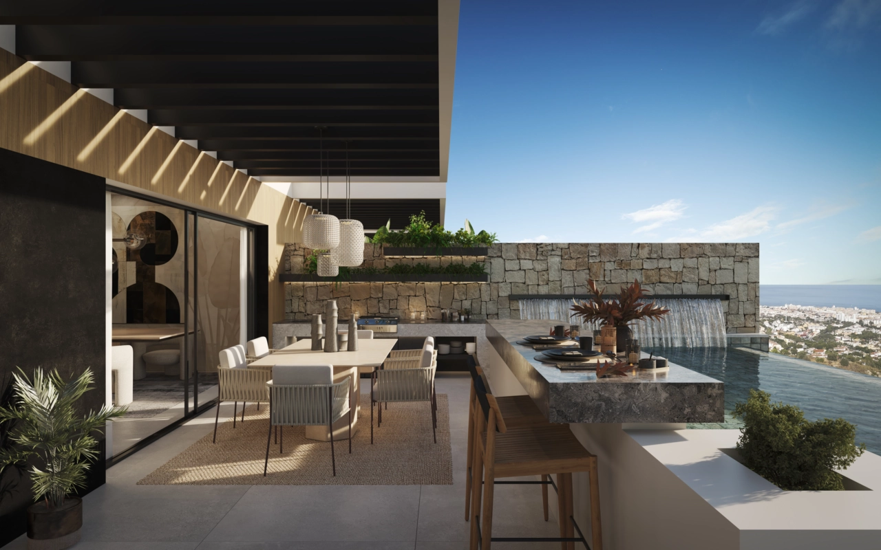 Ett utekök och en bar gör det till ett sant nöje att underhålla vänner och familj.