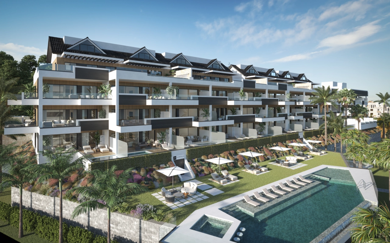 Koppla av vid den vackra gemensamma poolen, omgiven av frodiga, anlagda trädgårdar.