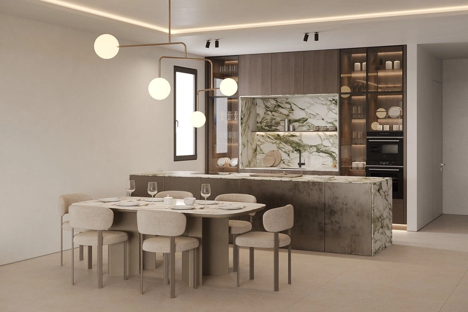 Ett modernt kök med premiumfinish, designat för att vara både vackert och funktionellt.