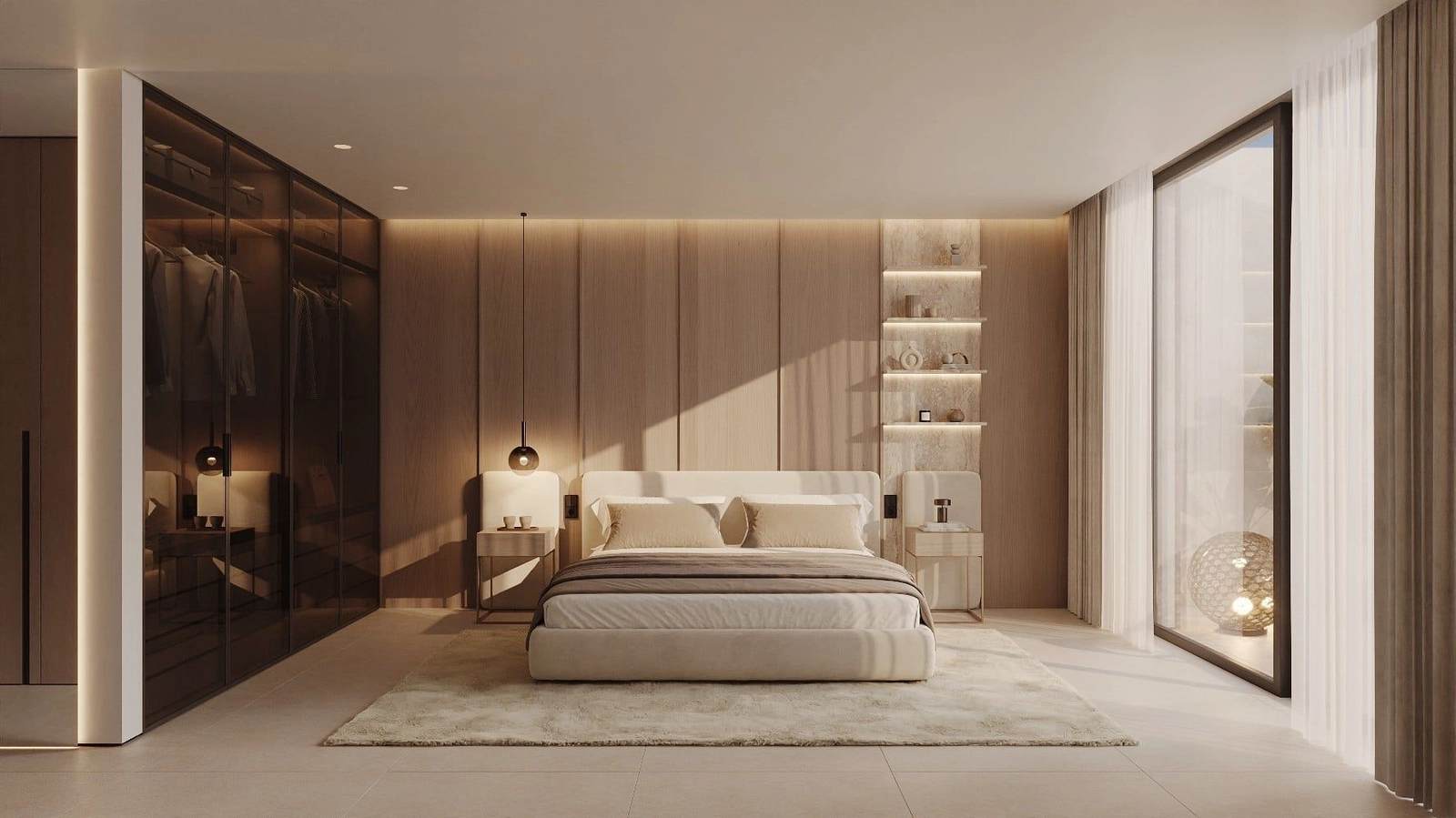 Elegant design och gott om förvaring, inklusive en stilren integrerad garderob i master sviten.