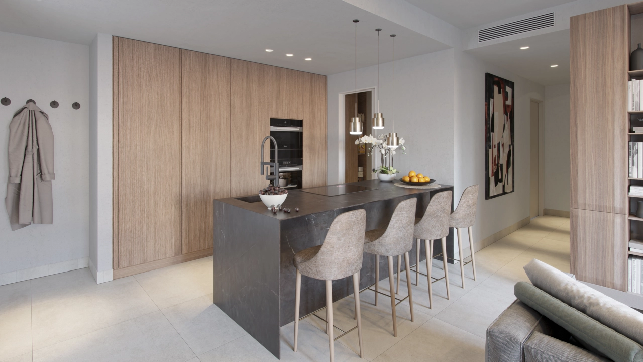 Moderna kök är fullt utrustade med högkvalitativa vitvaror och premiumfinisher.