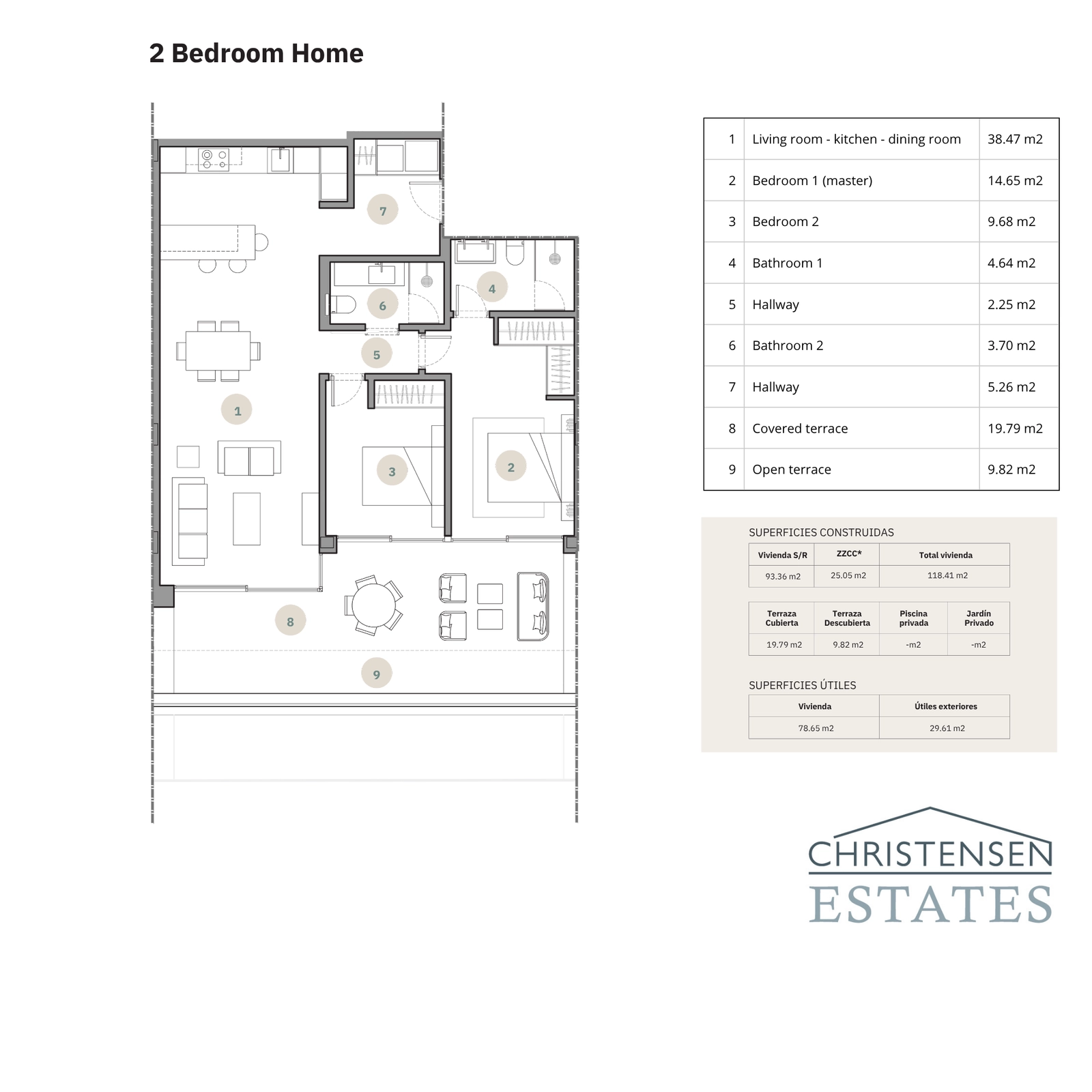 En effektiv och elegant tvårumslägenhet, designad för komfort och modernt boende.
