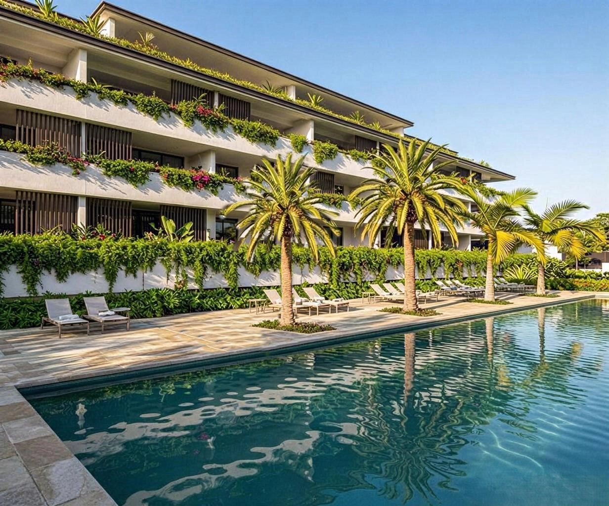 Njut av Costa del Sols solsken från den eleganta loungen vid poolen.
