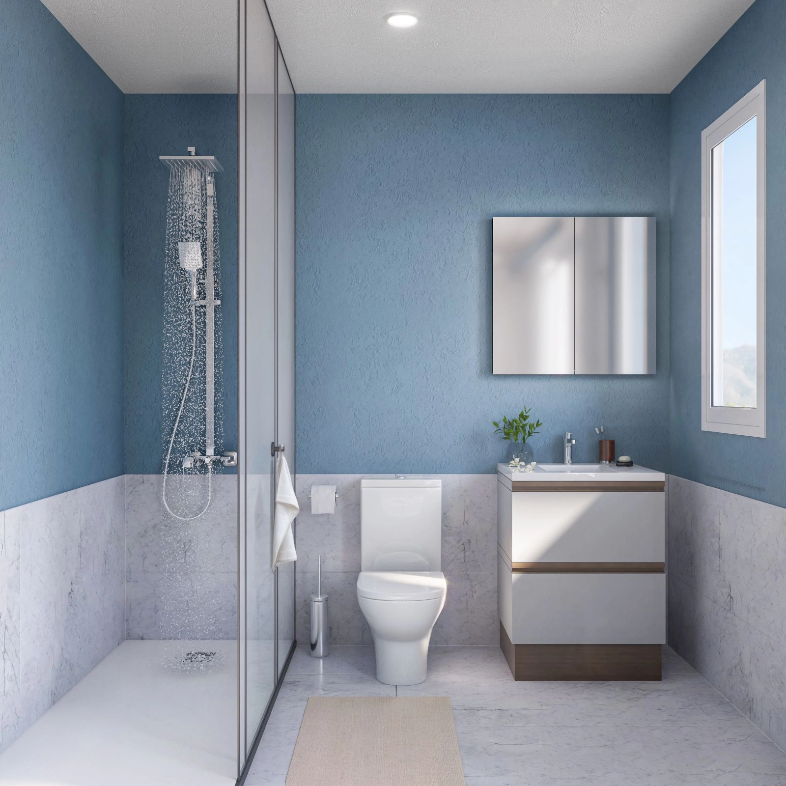 Välutrustade badrum har modern design och kvalitetsinredning för en touch av vardagslyx.