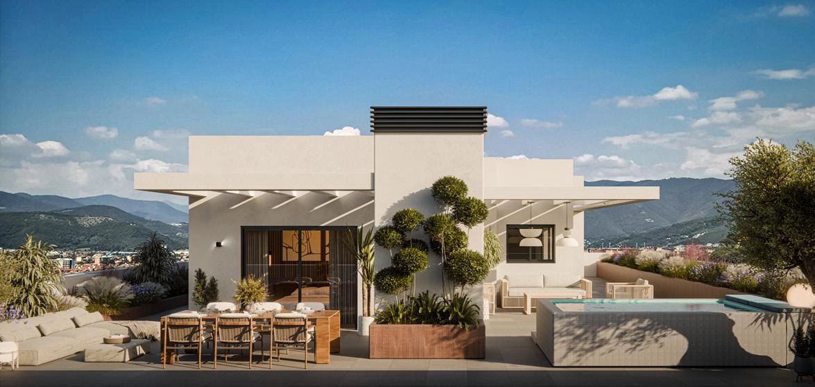 Rymliga terrasser designade för att njuta av Costa del Sols milda klimat året runt.