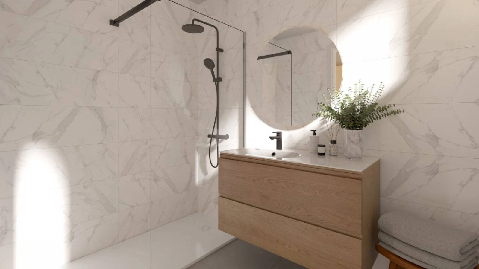 Moderna badrum med högkvalitativa material och modern design för en spaliknande upplevelse.