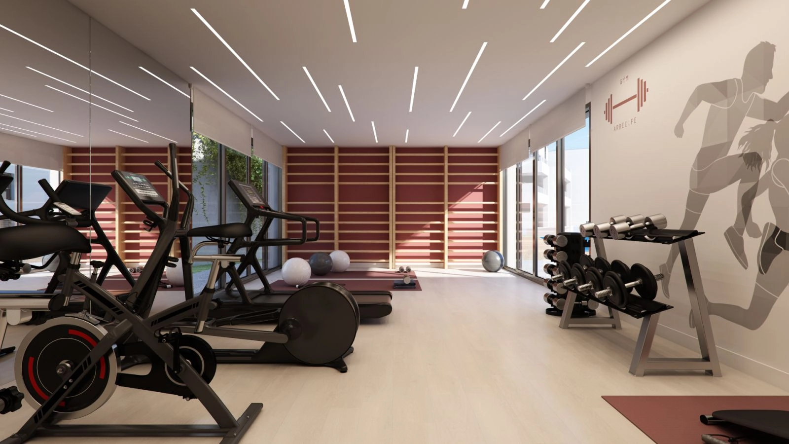 Håll dig aktiv och frisk i det fullt utrustade privata gymmet för boende.
