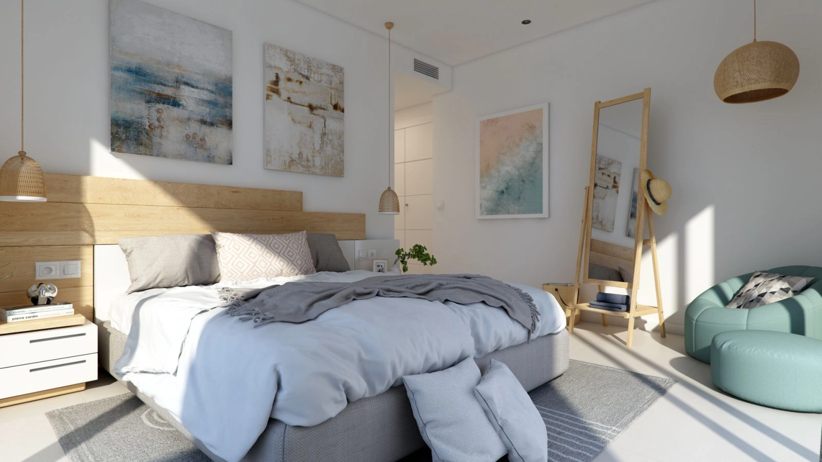 Ett rofyllt master sovrum erbjuder en personlig fristad för vila och avkoppling.
