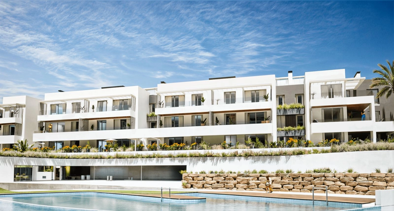 En modern arkitektonisk design som smälter perfekt in i Costa del Sols naturliga omgivningar.
