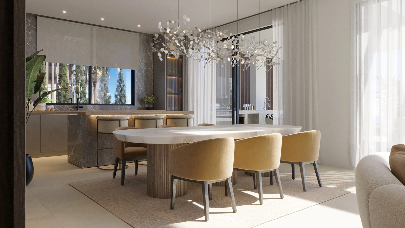 Ett toppmodernt kök från Modulnova, med de finaste materialen och vitvarorna för en överlägsen kulinarisk upplevelse.