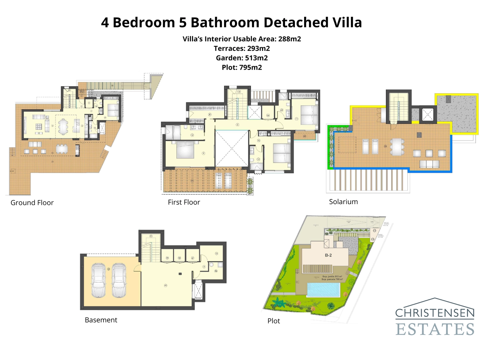 Denna rymliga planlösning med fyra sovrum är designad för komfort och lyx, med generösa vardagsrum, badrum en-suite och flera terrasser.