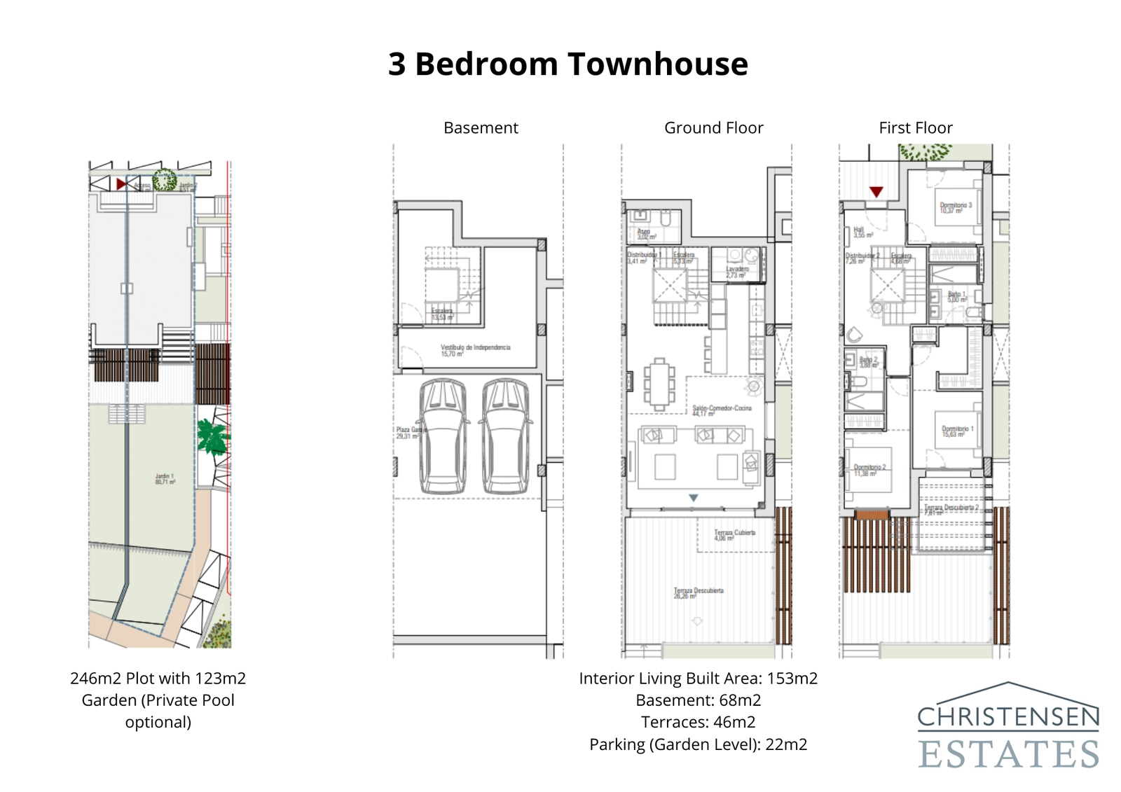 Denna planlösning med 3 sovrum erbjuder en smart design med öppna vardagsrum, generösa terrasser och en privat trädgård, vilket skapar en perfekt balans mellan inomhus- och utomhusliv.