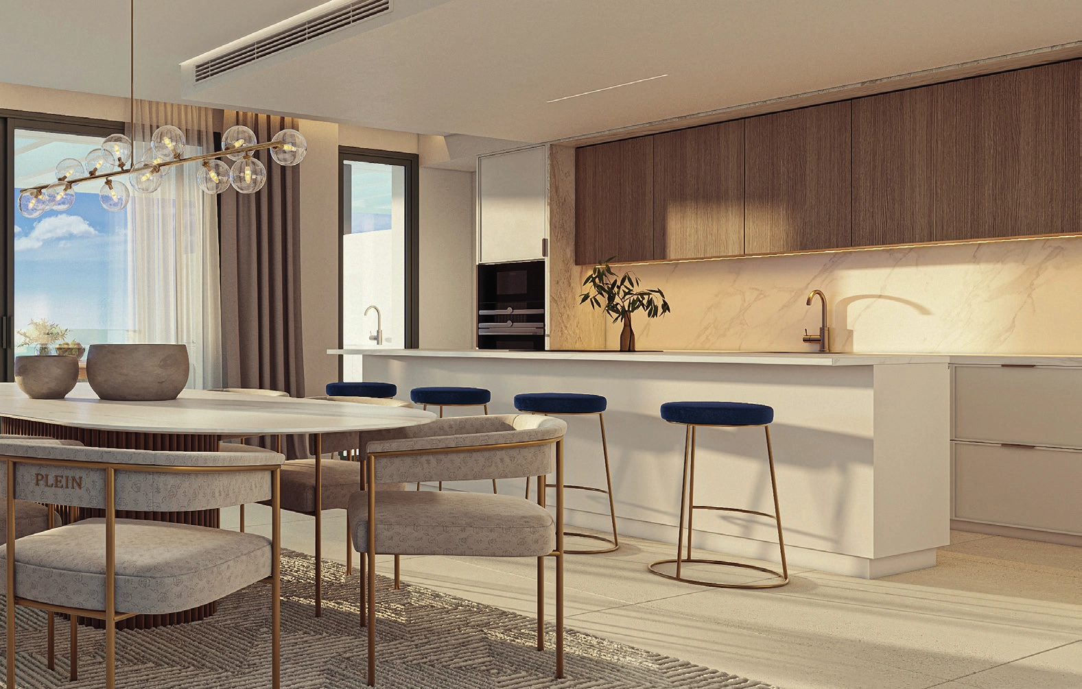 Moderna kök är fullt utrustade med vitvaror av hög kvalitet och exklusiva ytskikt.