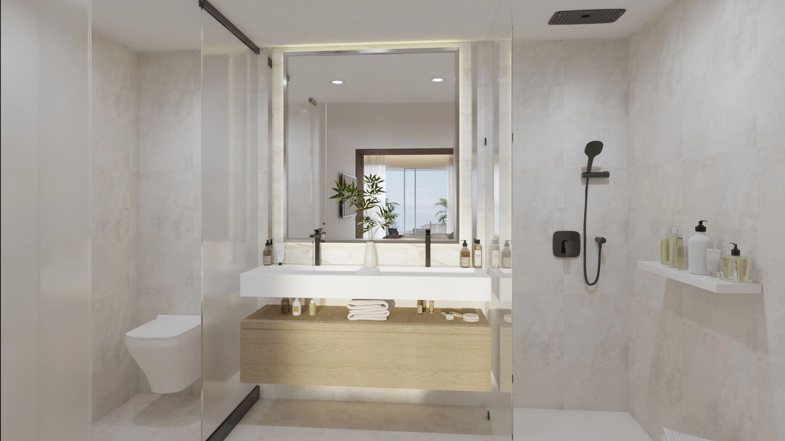 Moderna badrum designade med högkvalitativa material för en daglig spa-liknande upplevelse.