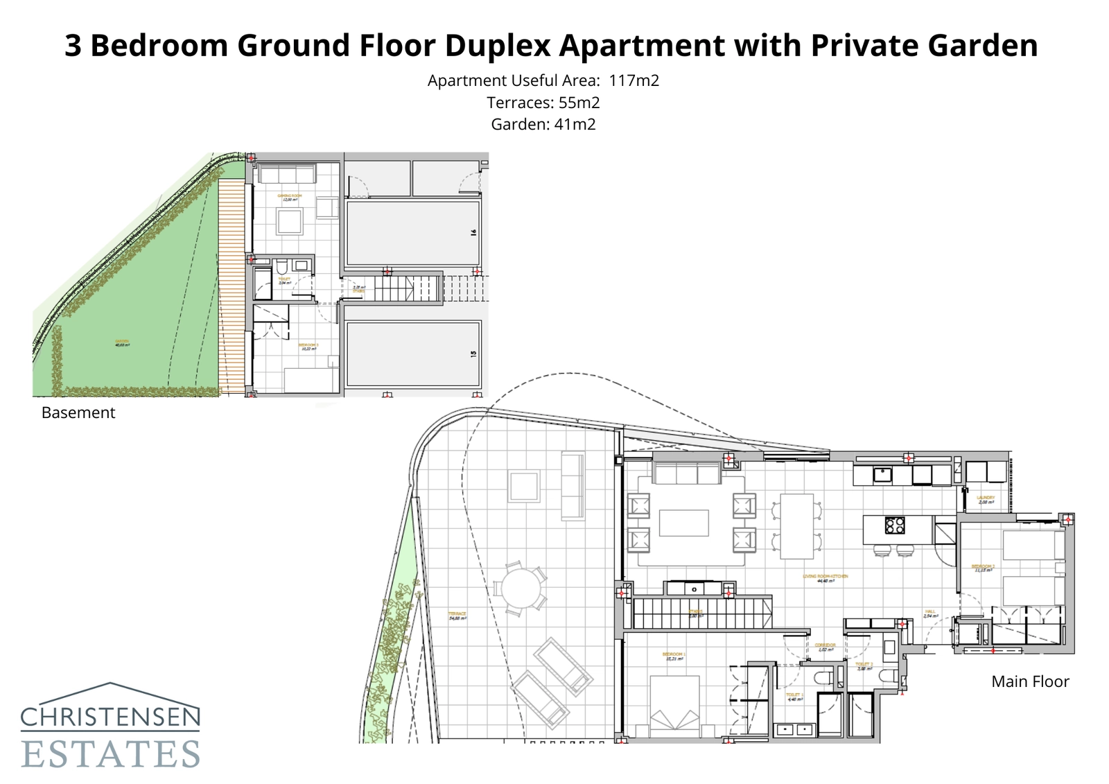 Denna etagelägenhet med tre sovrum på bottenvåningen erbjuder en rymlig planlösning som sömlöst ansluter till en privat terrass och trädgård, designad för en premium livsstil med både inne- och utomhusmiljö.